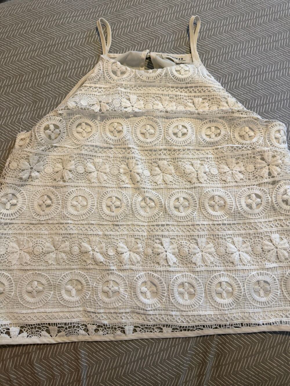 Monteau Los‎ Angeles Women's Large White Crochet Lace Sleeveless Tank Top
